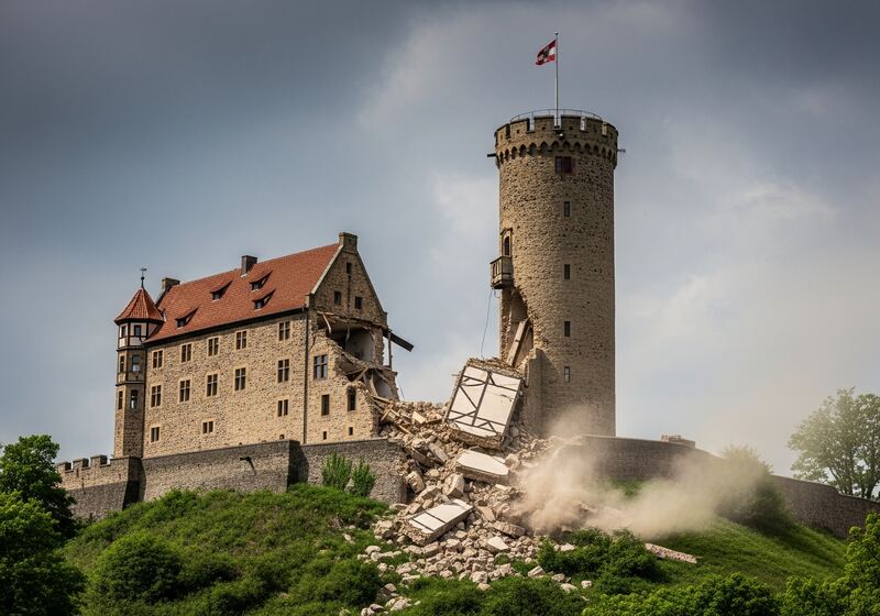 KI-generiertes Fake-Bild: Angeblicher Einsturz der Sparrenburg