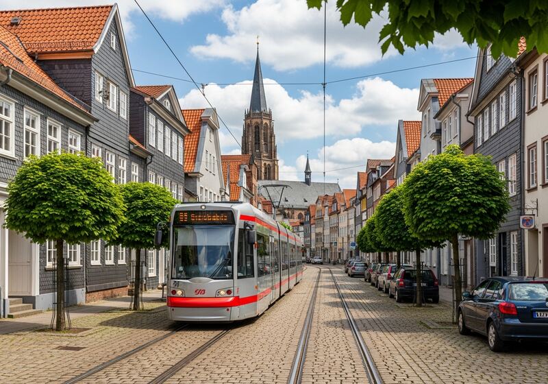 KI-generiertes Fake-Bild: Angebliche Stadtbahn in Detmold